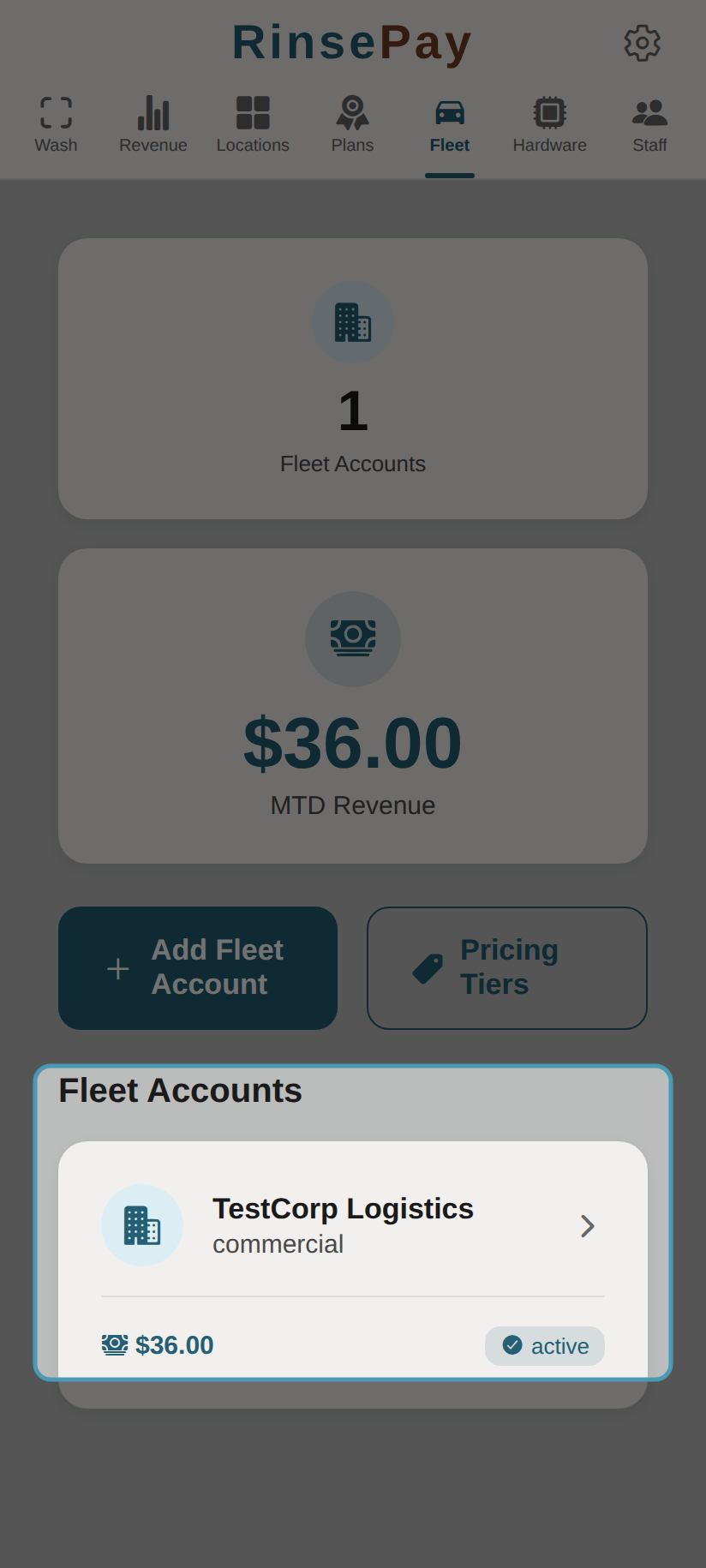 Fleet Account Card