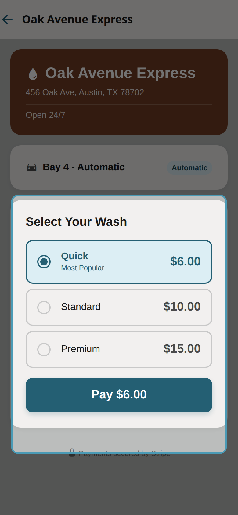 Step 5: Select Wash Type
